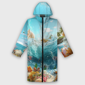 Мужской дождевик 3D с принтом Океан футуризм в Новосибирске,  |  | Тематика изображения на принте: 