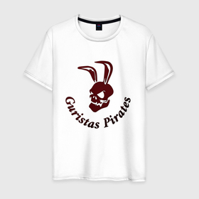 Мужская футболка хлопок с принтом Guristas pirates в Петрозаводске, 100% хлопок | прямой крой, круглый вырез горловины, длина до линии бедер, слегка спущенное плечо. | 