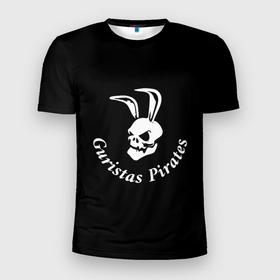 Мужская футболка 3D Slim с принтом Guristas pirates black в Екатеринбурге, 100% полиэстер с улучшенными характеристиками | приталенный силуэт, круглая горловина, широкие плечи, сужается к линии бедра | 