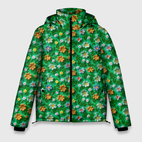 Мужская зимняя куртка 3D с принтом Объемные летние цветы в Екатеринбурге, верх — 100% полиэстер; подкладка — 100% полиэстер; утеплитель — 100% полиэстер | длина ниже бедра, свободный силуэт Оверсайз. Есть воротник-стойка, отстегивающийся капюшон и ветрозащитная планка. 

Боковые карманы с листочкой на кнопках и внутренний карман на молнии. | 