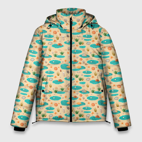 Мужская зимняя куртка 3D с принтом озера паттерн в Тюмени, верх — 100% полиэстер; подкладка — 100% полиэстер; утеплитель — 100% полиэстер | длина ниже бедра, свободный силуэт Оверсайз. Есть воротник-стойка, отстегивающийся капюшон и ветрозащитная планка. 

Боковые карманы с листочкой на кнопках и внутренний карман на молнии. | 