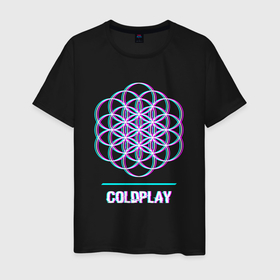 Мужская футболка хлопок с принтом Coldplay glitch rock , 100% хлопок | прямой крой, круглый вырез горловины, длина до линии бедер, слегка спущенное плечо. | 