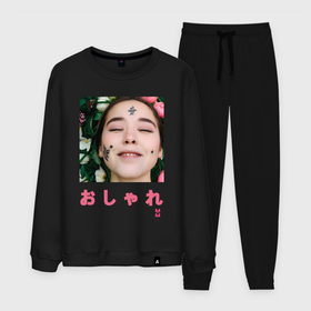 Мужской костюм хлопок с принтом МоМо    Девушка на фоне цветов в Ухте, 100% хлопок | на свитшоте круглая горловина, мягкая резинка по низу. Брюки заужены к низу, на них два вида карманов: два “обычных” по бокам и два объемных, с клапанами, расположенные ниже линии бедра. Брюки с мягкой трикотажной резинкой на поясе и по низу штанин. В поясе для дополнительного комфорта — широкие завязки | 