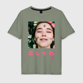 Мужская футболка хлопок Oversize с принтом МоМо    Девушка на фоне цветов в Ухте, 100% хлопок | свободный крой, круглый ворот, “спинка” длиннее передней части | 