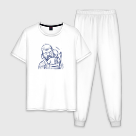 Мужская пижама хлопок с принтом Кусь это признак идеальных отношений в Кировске, 100% хлопок | брюки и футболка прямого кроя, без карманов, на брюках мягкая резинка на поясе и по низу штанин
 | 