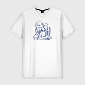 Мужская футболка хлопок Slim с принтом Кусь это признак идеальных отношений в Кировске, 92% хлопок, 8% лайкра | приталенный силуэт, круглый вырез ворота, длина до линии бедра, короткий рукав | 