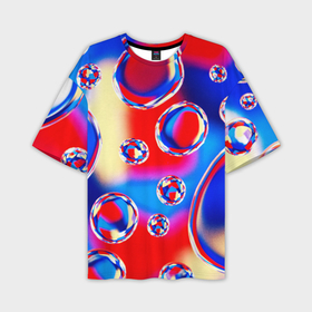 Мужская футболка oversize 3D с принтом Объемные цветные пузыри в Новосибирске,  |  | Тематика изображения на принте: 