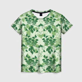 Женская футболка 3D с принтом Green nature в Тюмени, 100% полиэфир ( синтетическое хлопкоподобное полотно) | прямой крой, круглый вырез горловины, длина до линии бедер | 