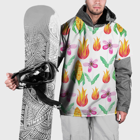 Накидка на куртку 3D с принтом Кукуруза и цветочки в Петрозаводске, 100% полиэстер |  | 