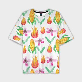 Мужская футболка oversize 3D с принтом Кукуруза и цветочки в Петрозаводске,  |  | 