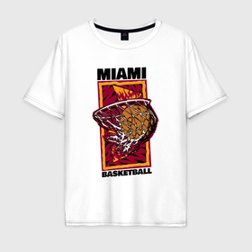 Мужская футболка хлопок Oversize с принтом Miami Heat shot в Новосибирске, 100% хлопок | свободный крой, круглый ворот, “спинка” длиннее передней части | Тематика изображения на принте: 
