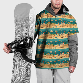 Накидка на куртку 3D с принтом Пляж море и ракушки в Петрозаводске, 100% полиэстер |  | Тематика изображения на принте: 