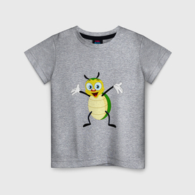 Детская футболка хлопок с принтом Радостный жук в Белгороде, 100% хлопок | круглый вырез горловины, полуприлегающий силуэт, длина до линии бедер | Тематика изображения на принте: 