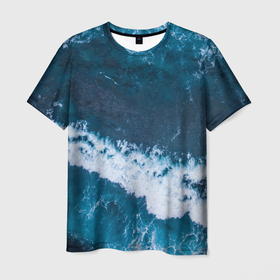 Мужская футболка 3D с принтом Волны с высоты в Курске, 100% полиэфир | прямой крой, круглый вырез горловины, длина до линии бедер | 