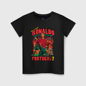 Детская футболка хлопок с принтом Криштиану Роналду Португалия 7 в Кировске, 100% хлопок | круглый вырез горловины, полуприлегающий силуэт, длина до линии бедер | Тематика изображения на принте: 