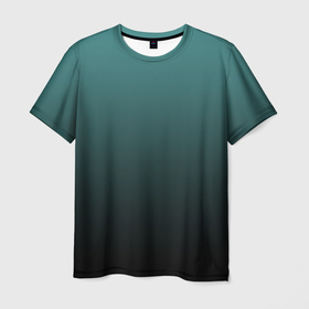 Мужская футболка 3D с принтом Градиент зелено черный , 100% полиэфир | прямой крой, круглый вырез горловины, длина до линии бедер | Тематика изображения на принте: 