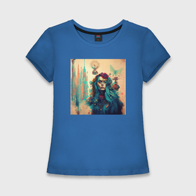 Женская футболка хлопок Slim с принтом Картина в стиле эклектика   нейросеть ,  |  | Тематика изображения на принте: 
