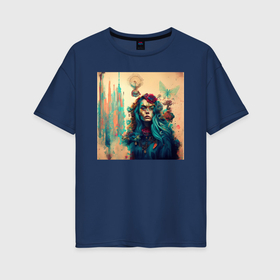 Женская футболка хлопок Oversize с принтом Картина в стиле эклектика   нейросеть в Курске, 100% хлопок | свободный крой, круглый ворот, спущенный рукав, длина до линии бедер
 | 