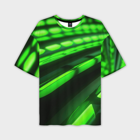 Мужская футболка oversize 3D с принтом Green neon abstract в Белгороде,  |  | 