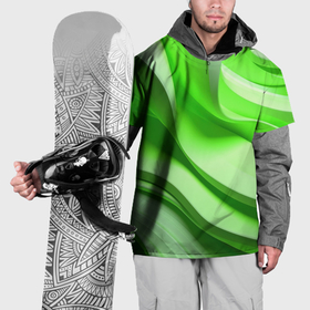 Накидка на куртку 3D с принтом Светлые зеленые волны в Курске, 100% полиэстер |  | 