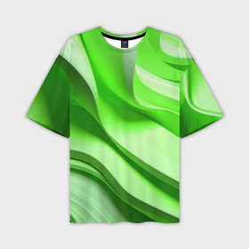 Мужская футболка oversize 3D с принтом Светлые зеленые волны в Санкт-Петербурге,  |  | 