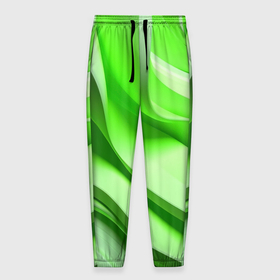 Мужские брюки 3D с принтом Светлые зеленые волны в Санкт-Петербурге, 100% полиэстер | манжеты по низу, эластичный пояс регулируется шнурком, по бокам два кармана без застежек, внутренняя часть кармана из мелкой сетки | 
