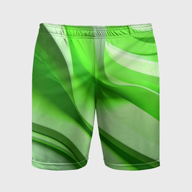 Мужские шорты спортивные с принтом Светлые зеленые волны в Санкт-Петербурге,  |  | 