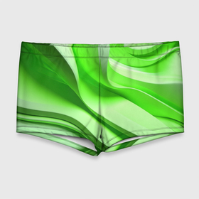 Мужские купальные плавки 3D с принтом Светлые зеленые волны в Санкт-Петербурге, Полиэстер 85%, Спандекс 15% |  | 