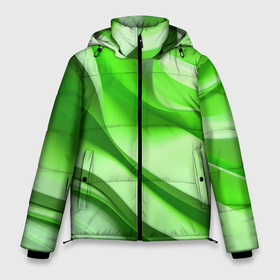 Мужская зимняя куртка 3D с принтом Светлые зеленые волны в Санкт-Петербурге, верх — 100% полиэстер; подкладка — 100% полиэстер; утеплитель — 100% полиэстер | длина ниже бедра, свободный силуэт Оверсайз. Есть воротник-стойка, отстегивающийся капюшон и ветрозащитная планка. 

Боковые карманы с листочкой на кнопках и внутренний карман на молнии. | 