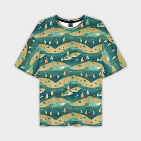 Мужская футболка oversize 3D с принтом Парусники в море ,  |  | Тематика изображения на принте: 