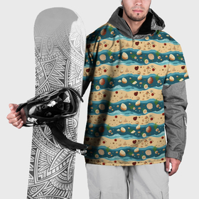 Накидка на куртку 3D с принтом Песок ракушки и море , 100% полиэстер |  | 