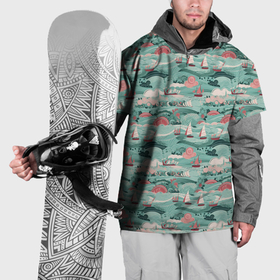 Накидка на куртку 3D с принтом Парусники на волнах , 100% полиэстер |  | Тематика изображения на принте: 