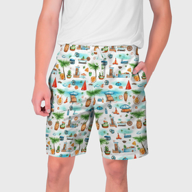 Мужские шорты 3D с принтом Летний      микс в Тюмени,  полиэстер 100% | прямой крой, два кармана без застежек по бокам. Мягкая трикотажная резинка на поясе, внутри которой широкие завязки. Длина чуть выше колен | 
