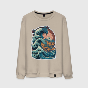 Мужской свитшот хлопок с принтом Морской дракон  в стиле японского укиё э , 100% хлопок |  | 