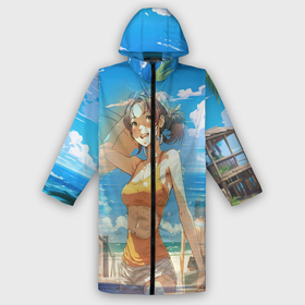 Мужской дождевик 3D с принтом Девушка   на пляже аниме в Петрозаводске,  |  | 