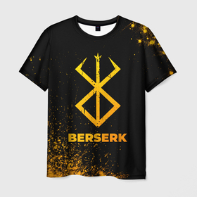 Мужская футболка 3D с принтом Berserk   gold gradient в Кировске, 100% полиэфир | прямой крой, круглый вырез горловины, длина до линии бедер | 