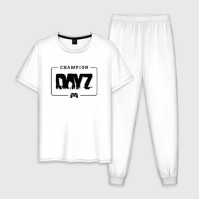 Мужская пижама хлопок с принтом DayZ gaming champion: рамка с лого и джойстиком в Кировске, 100% хлопок | брюки и футболка прямого кроя, без карманов, на брюках мягкая резинка на поясе и по низу штанин
 | 