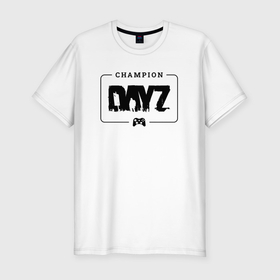 Мужская футболка хлопок Slim с принтом DayZ gaming champion: рамка с лого и джойстиком в Петрозаводске, 92% хлопок, 8% лайкра | приталенный силуэт, круглый вырез ворота, длина до линии бедра, короткий рукав | 