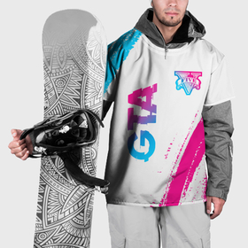 Накидка на куртку 3D с принтом GTA neon gradient style: надпись, символ в Курске, 100% полиэстер |  | 