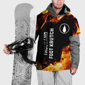 Накидка на куртку 3D с принтом Thousand Foot Krutch и пылающий огонь в Курске, 100% полиэстер |  | 