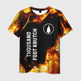 Мужская футболка 3D с принтом Thousand Foot Krutch и пылающий огонь в Курске, 100% полиэфир | прямой крой, круглый вырез горловины, длина до линии бедер | Тематика изображения на принте: 