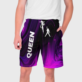 Мужские шорты 3D с принтом Queen violet plasma в Курске,  полиэстер 100% | прямой крой, два кармана без застежек по бокам. Мягкая трикотажная резинка на поясе, внутри которой широкие завязки. Длина чуть выше колен | 