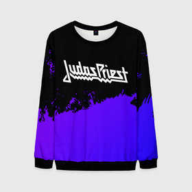 Мужской свитшот 3D с принтом Judas Priest purple grunge в Белгороде, 100% полиэстер с мягким внутренним слоем | круглый вырез горловины, мягкая резинка на манжетах и поясе, свободная посадка по фигуре | Тематика изображения на принте: 