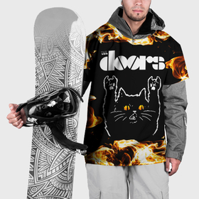 Накидка на куртку 3D с принтом The Doors рок кот и огонь в Белгороде, 100% полиэстер |  | Тематика изображения на принте: 