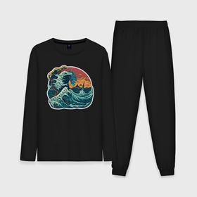 Мужская пижама с лонгсливом хлопок с принтом Морское чудовище в стиле японского укиё э в Кировске,  |  | Тематика изображения на принте: 