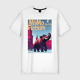 Мужская футболка хлопок Slim с принтом MoMo   мамонт на Красной площади в Москве в Курске, 92% хлопок, 8% лайкра | приталенный силуэт, круглый вырез ворота, длина до линии бедра, короткий рукав | 