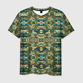 Мужская футболка 3D с принтом Мозаика из самоцветов в Екатеринбурге, 100% полиэфир | прямой крой, круглый вырез горловины, длина до линии бедер | 