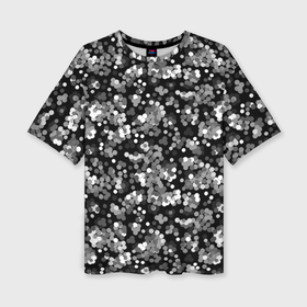 Женская футболка oversize 3D с принтом Черно белый узор в горошек в Санкт-Петербурге,  |  | 