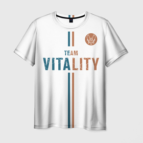 Мужская футболка 3D с принтом Форма Team Vitality white в Тюмени, 100% полиэфир | прямой крой, круглый вырез горловины, длина до линии бедер | 