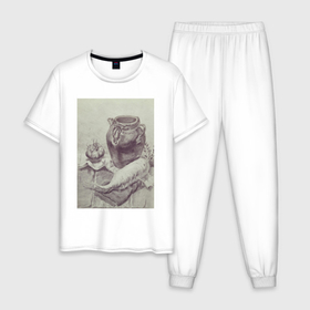 Мужская пижама хлопок с принтом Натюрморт академический , 100% хлопок | брюки и футболка прямого кроя, без карманов, на брюках мягкая резинка на поясе и по низу штанин
 | 